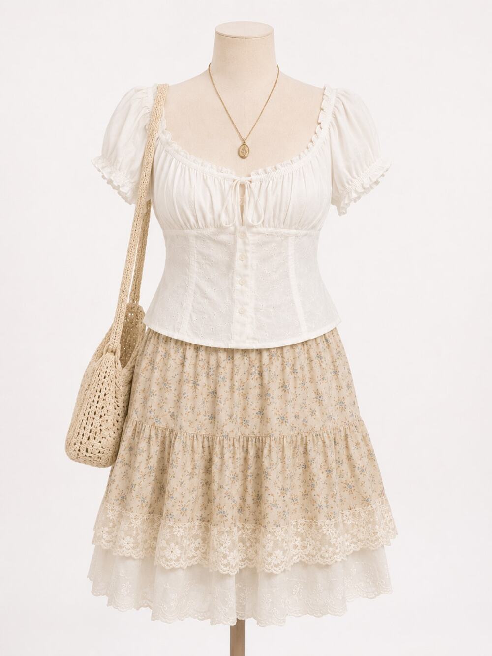 White Eyelet Peasant Blouse Cottagecore Romantic Prairie Zoey Beth Plus 2X